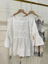 Cotton Embroidered Peplum Tiered Tops